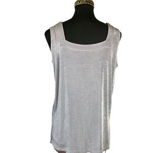 AOTC Woman's Tank Top Stretchy Silvery Gray Square Neck Size S/M